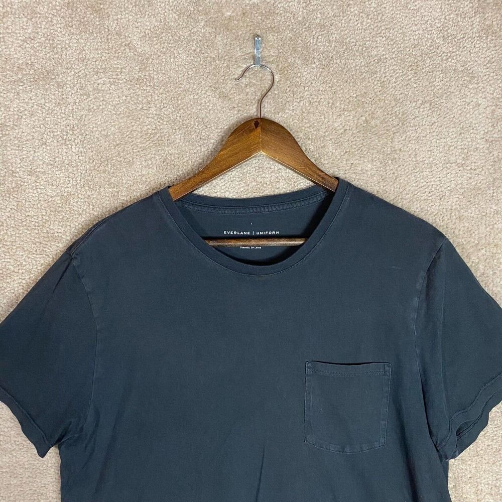 Everlane T-Shirt Mens Size Large Black Uniform Organic Cotton Crew Short Sleeve - Picture 3 of 9